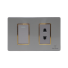 Acrylic Xám – Viền mạ gold – 1 Công tắc 1 Ổ cắm